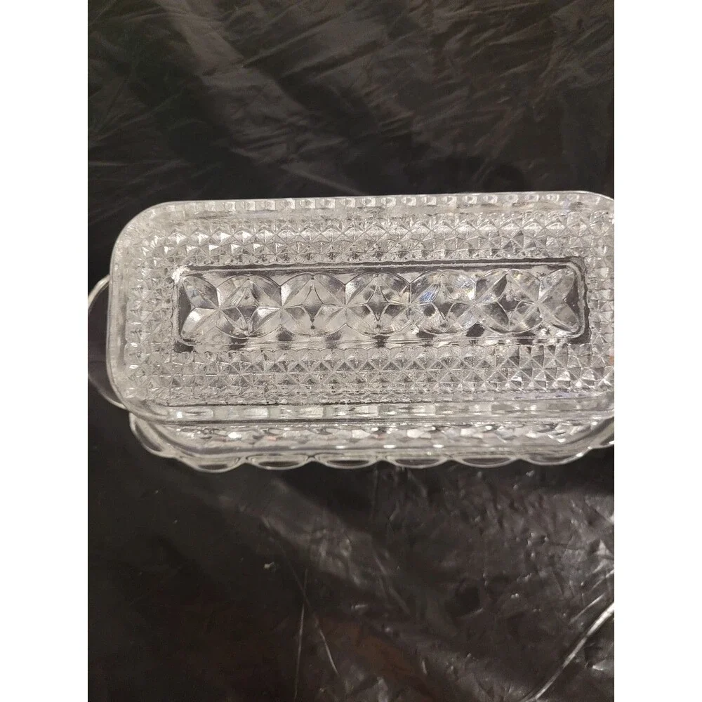 Anchor Hocking Vintage Glass Covered BUTTER DISH & Serve Dish Wexford Pattern